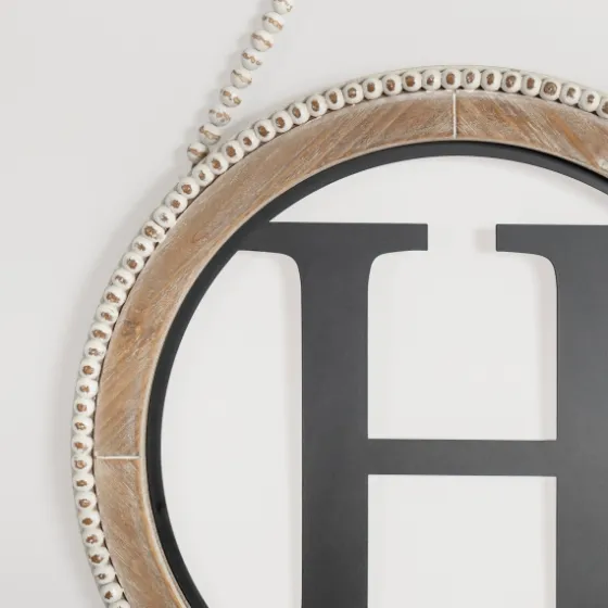 Whitewash Bead Trim Monogram H Plaque-Kirkland's Home Cheap
