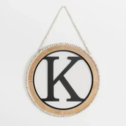 Whitewash Bead Trim Monogram K Plaque-Kirkland's Home Shop