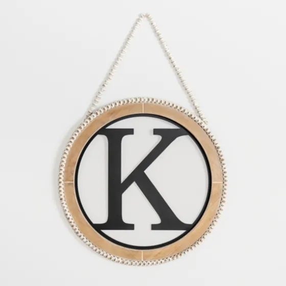 Whitewash Bead Trim Monogram K Plaque-Kirkland's Home Shop
