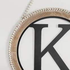 Whitewash Bead Trim Monogram K Plaque-Kirkland's Home Shop