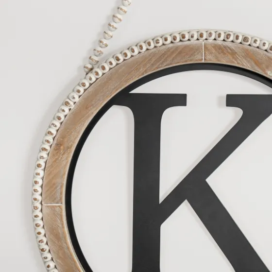 Whitewash Bead Trim Monogram K Plaque-Kirkland's Home Shop