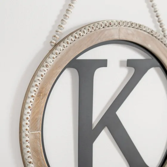 Whitewash Bead Trim Monogram K Plaque-Kirkland's Home Shop