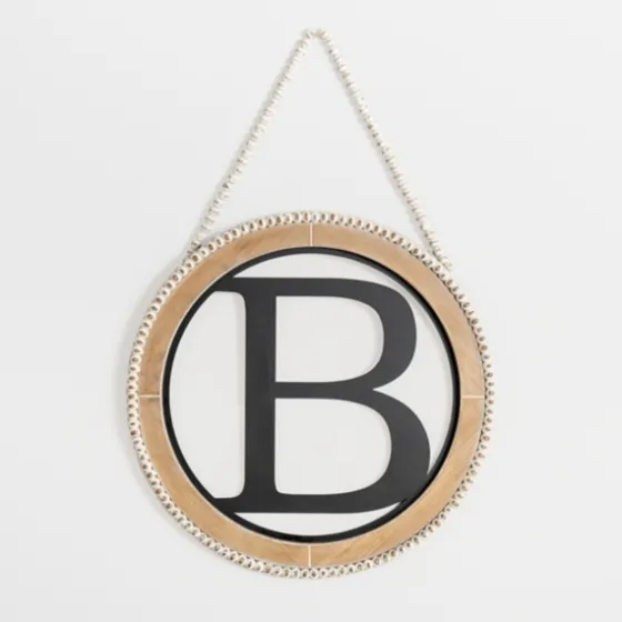Whitewash Bead Trim Monogram B Plaque-Kirkland's Home Cheap