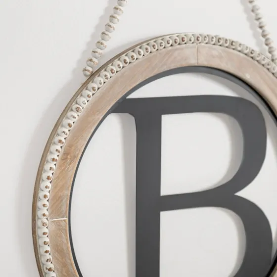 Whitewash Bead Trim Monogram B Plaque-Kirkland's Home Cheap