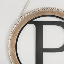 Whitewash Bead Trim Monogram P Plaque-Kirkland's Home Discount