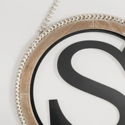 Whitewash Bead Trim Monogram S Plaque-Kirkland's Home Best