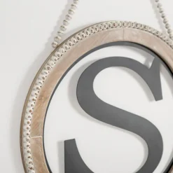 Whitewash Bead Trim Monogram S Plaque-Kirkland's Home Best