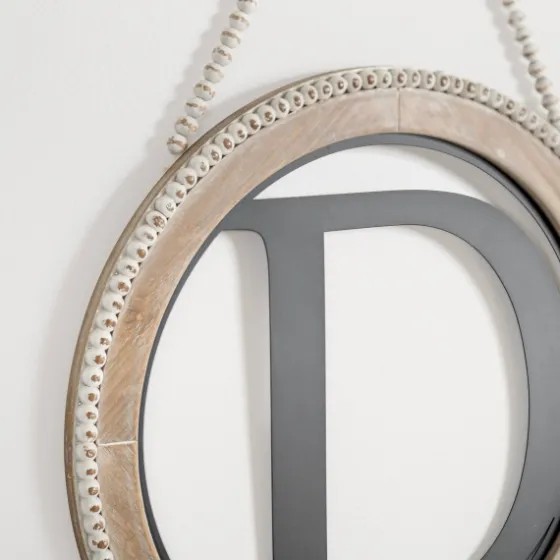 Whitewash Bead Trim Monogram D Plaque-Kirkland's Home Fashion