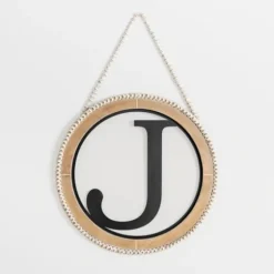 Whitewash Bead Trim Monogram J Plaque-Kirkland's Home Sale