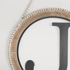 Whitewash Bead Trim Monogram J Plaque-Kirkland's Home Sale