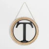 Whitewash Bead Trim Monogram T Plaque-Kirkland's Home Discount