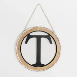 Whitewash Bead Trim Monogram T Plaque-Kirkland's Home Discount