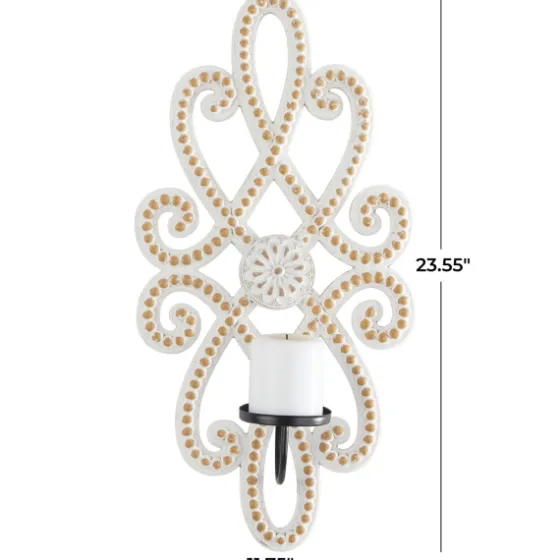 Whitewash Beaded Scroll Sconce-Kirkland's Home Shop