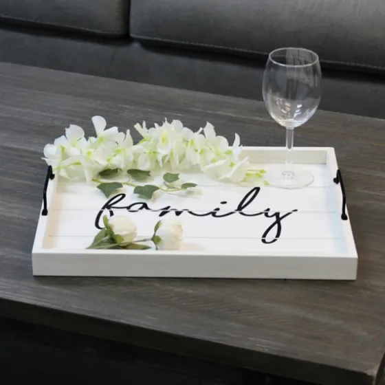 Whitewash Family Wooden Tray-Kirkland's Home New