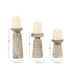 Whitewash Floral Mango Candlesticks, Set Of 3-Kirkland's Home Shop