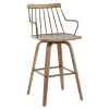 Whitewash Poplar Wood Swivel Counter Stool-Kirkland's Home Shop