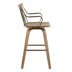 Whitewash Poplar Wood Swivel Counter Stool-Kirkland's Home Shop