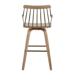 Whitewash Poplar Wood Swivel Counter Stool-Kirkland's Home Shop