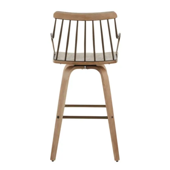 Whitewash Poplar Wood Swivel Counter Stool-Kirkland's Home Shop