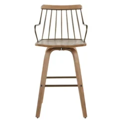 Whitewash Poplar Wood Swivel Counter Stool-Kirkland's Home Shop