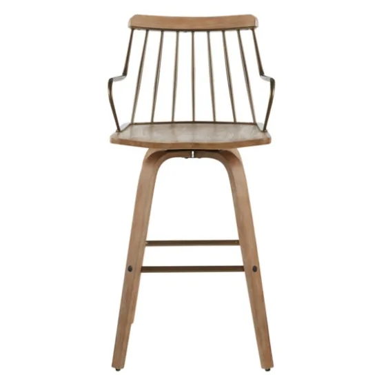Whitewash Poplar Wood Swivel Counter Stool-Kirkland's Home Shop