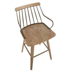 Whitewash Poplar Wood Swivel Counter Stool-Kirkland's Home Shop