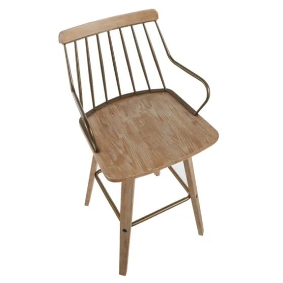 Whitewash Poplar Wood Swivel Counter Stool-Kirkland's Home Shop