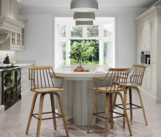 Whitewash Poplar Wood Swivel Counter Stool-Kirkland's Home Shop