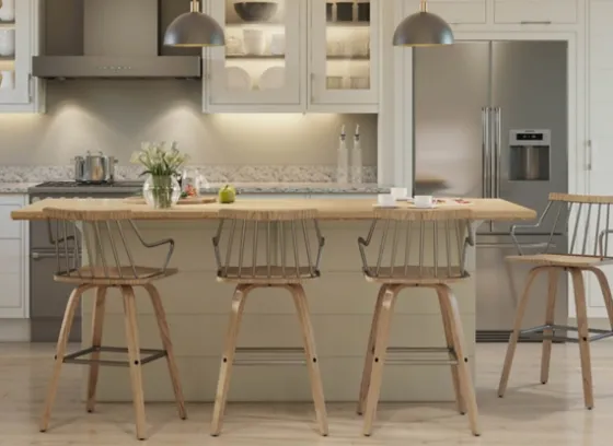 Whitewash Poplar Wood Swivel Counter Stool-Kirkland's Home Shop