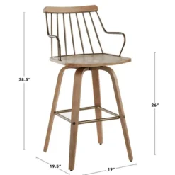 Whitewash Poplar Wood Swivel Counter Stool-Kirkland's Home Shop