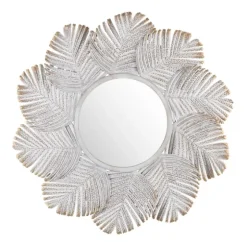 Whitewash Round Palm Leaf Wall Mirror-Kirkland's Home Outlet