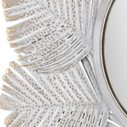 Whitewash Round Palm Leaf Wall Mirror-Kirkland's Home Outlet