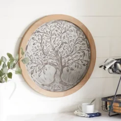 Whitewashed Bronze Tree Framed Wall Plaque-Kirkland's Home Clearance