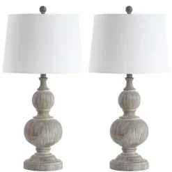 Whitewashed Brown Carved 2-Pc. Table Lamp Set-Kirkland's Home Cheap