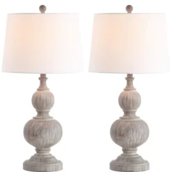 Whitewashed Brown Carved 2-Pc. Table Lamp Set-Kirkland's Home Cheap