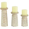 Whitewashed Brown Carved Candle Holders, Set Of 3-Kirkland's Home Discount