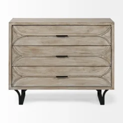Whitewashed Brown 3-Drawer Wood Chest-Kirkland's Home Store
