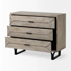 Whitewashed Brown 3-Drawer Wood Chest-Kirkland's Home Store