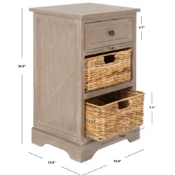 Whitewashed Brown Wood Side Table With Baskets-Kirkland's Home Best Sale
