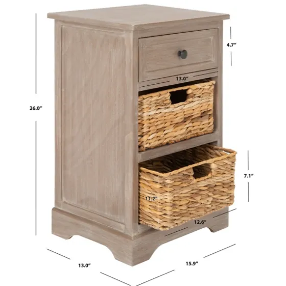 Whitewashed Brown Wood Side Table With Baskets-Kirkland's Home Best Sale