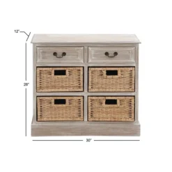 Whitewashed Cabinet With Rattan Baskets-Kirkland's Home Clearance