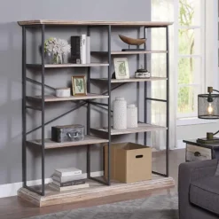 Whitewashed Etagere Industrial Bookshelf-Kirkland's Home Hot