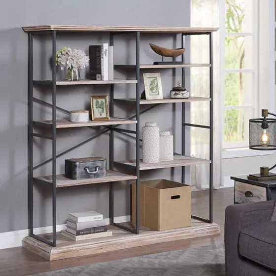 Whitewashed Etagere Industrial Bookshelf-Kirkland's Home Hot