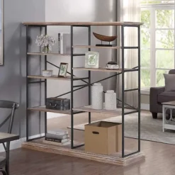 Whitewashed Etagere Industrial Bookshelf-Kirkland's Home Hot