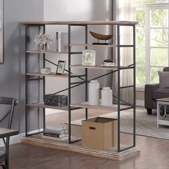 Whitewashed Etagere Industrial Bookshelf-Kirkland's Home Hot