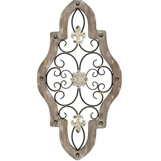 Whitewashed Framed Metal Quatrefoil Plaque-Kirkland's Home Best Sale