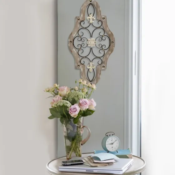 Whitewashed Framed Metal Quatrefoil Plaque-Kirkland's Home Best Sale