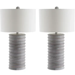 Whitewashed Gray Resin Ridges 2-Pc. Table Lamp Set-Kirkland's Home Best Sale