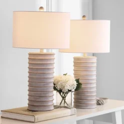 Whitewashed Gray Resin Ridges 2-Pc. Table Lamp Set-Kirkland's Home Best Sale
