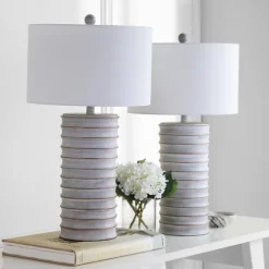 Whitewashed Gray Resin Ridges 2-Pc. Table Lamp Set-Kirkland's Home Best Sale